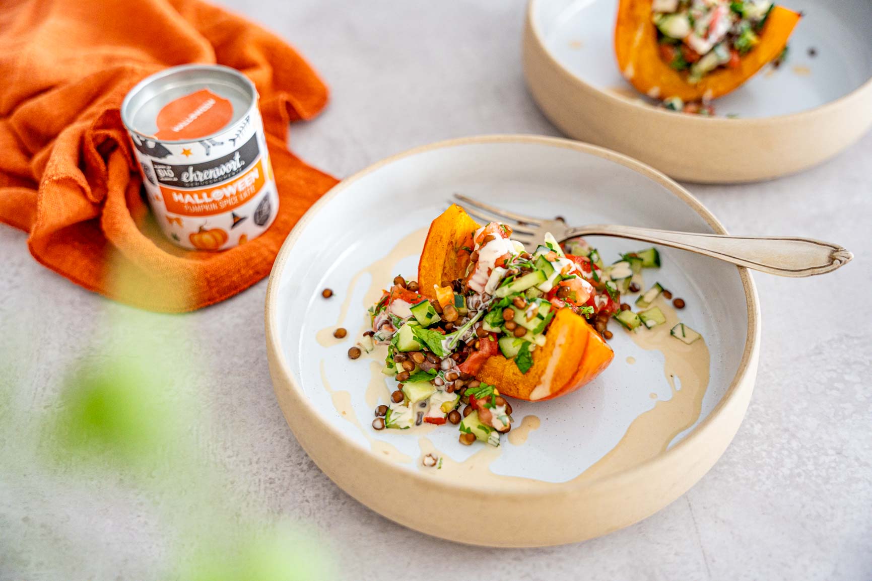 Pumpkin Spice Kürbis Tabouleh - Mealprep, leichtes Abendessen, vegan